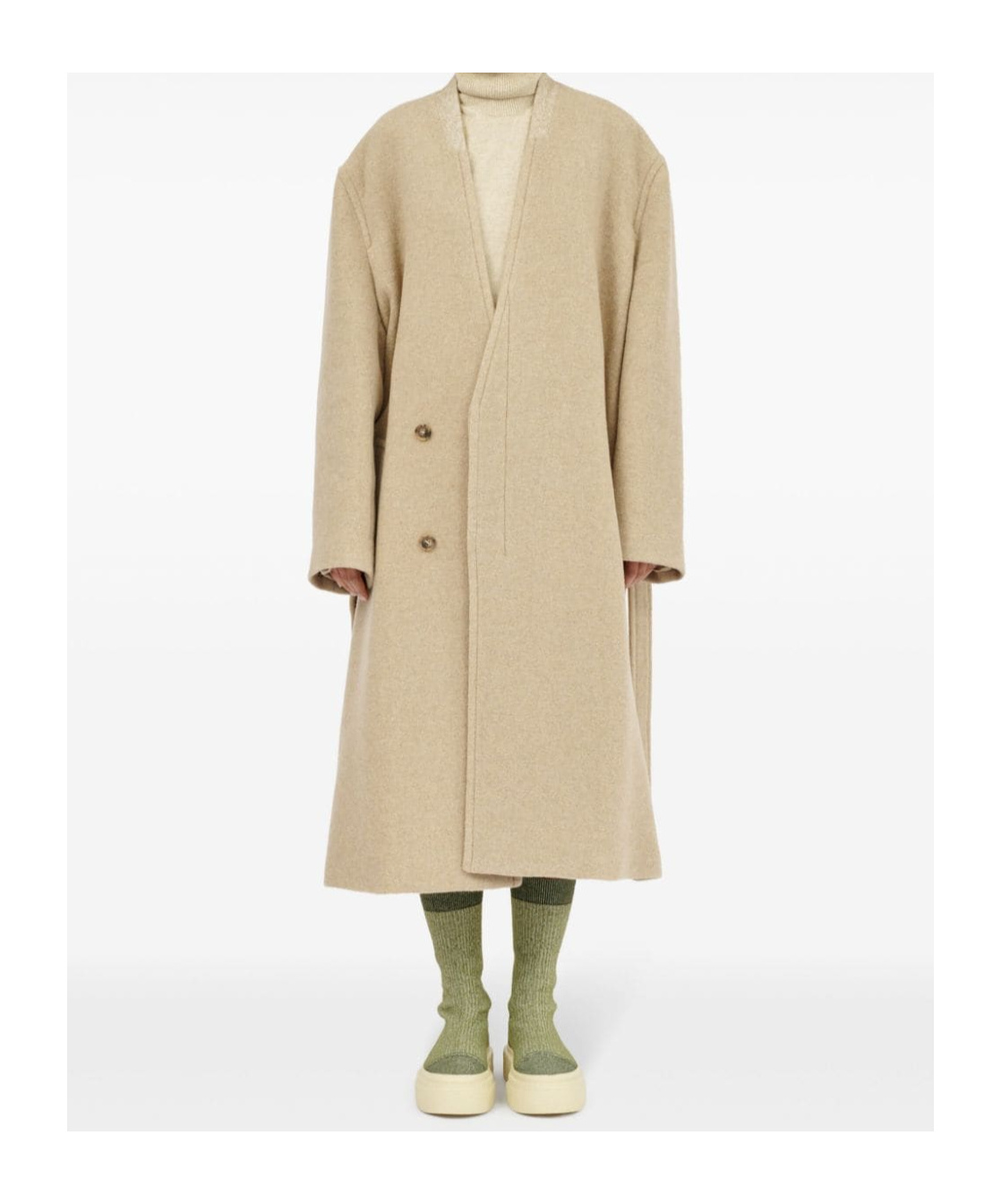 Shop Mm6 Maison Margiela Oversized Pile Coat In Nude