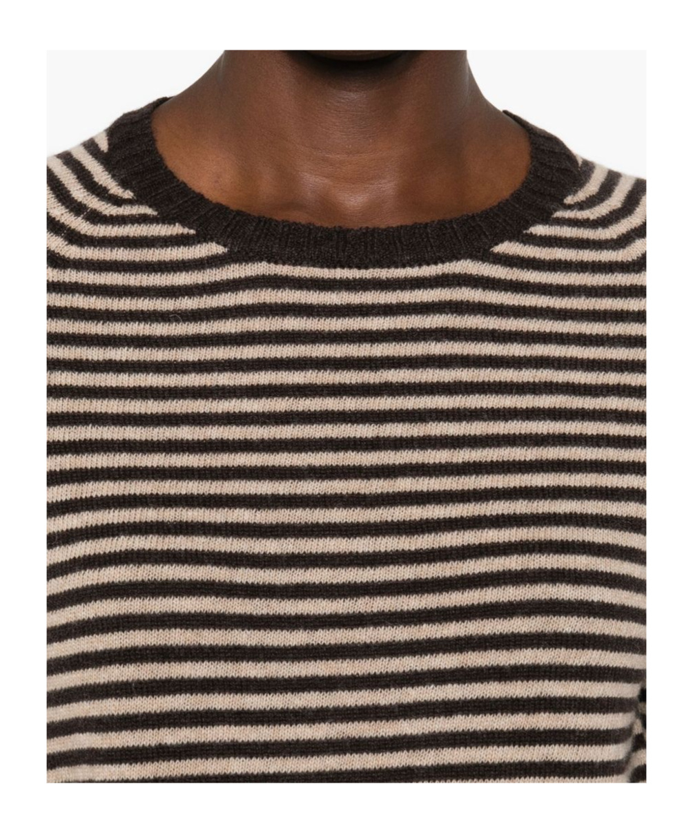 Baserange Striped Crew Neck Sweater In Brown