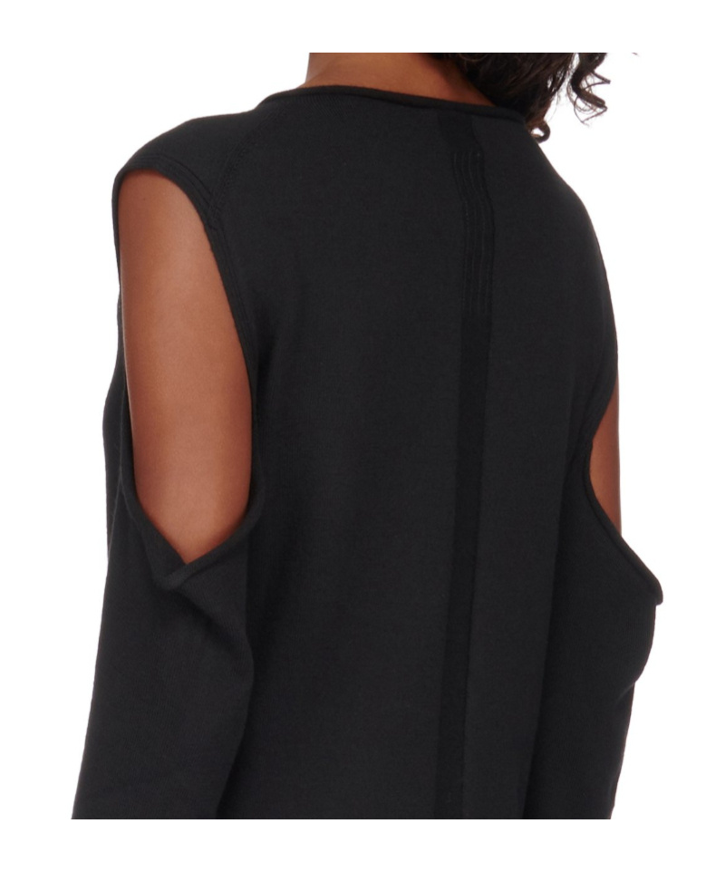 Rick Owens Cape-sleeve Cut-out Dress In Black