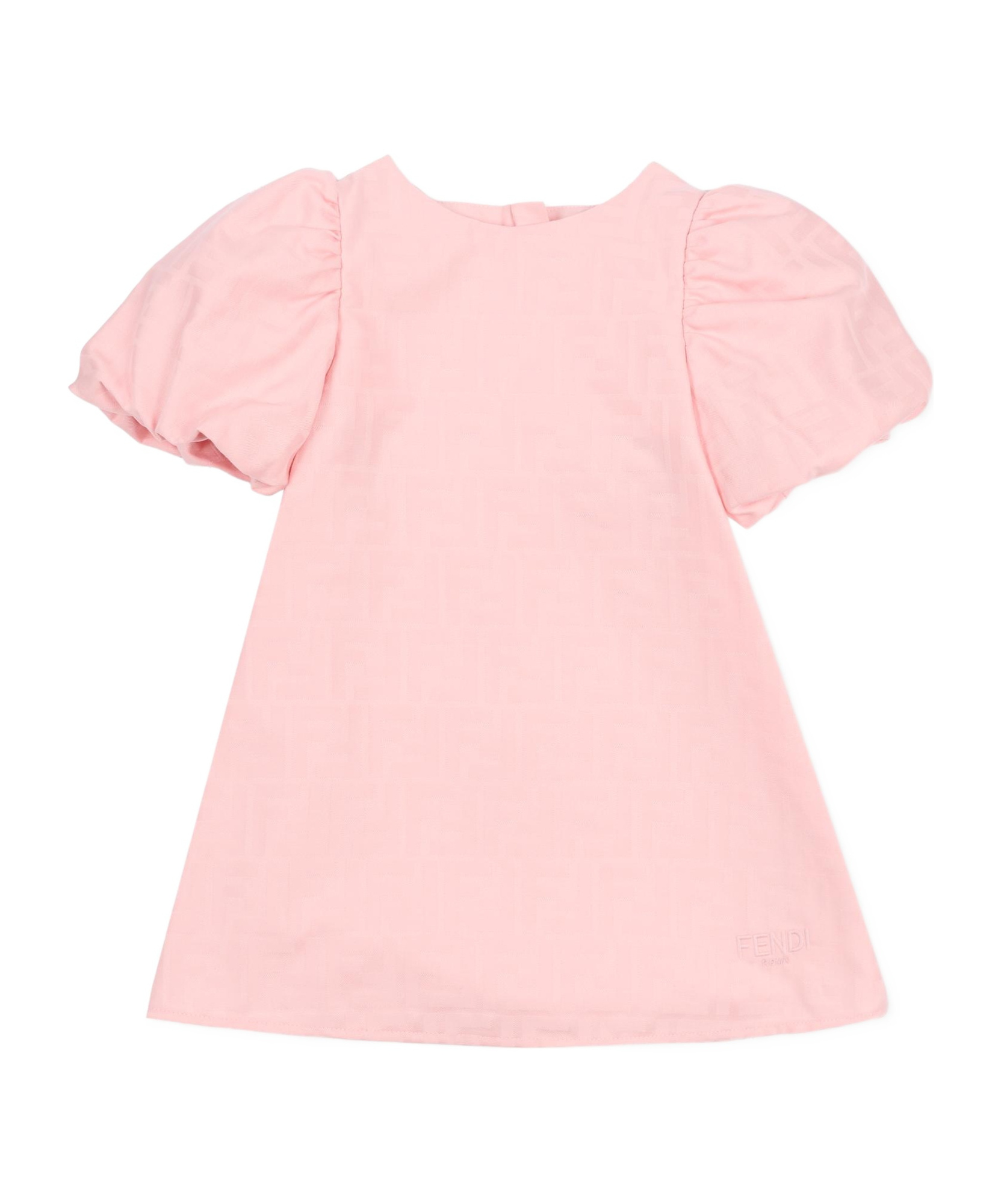 Fendi Kids Puff-sleeved Rear Zipped Dress In Pink