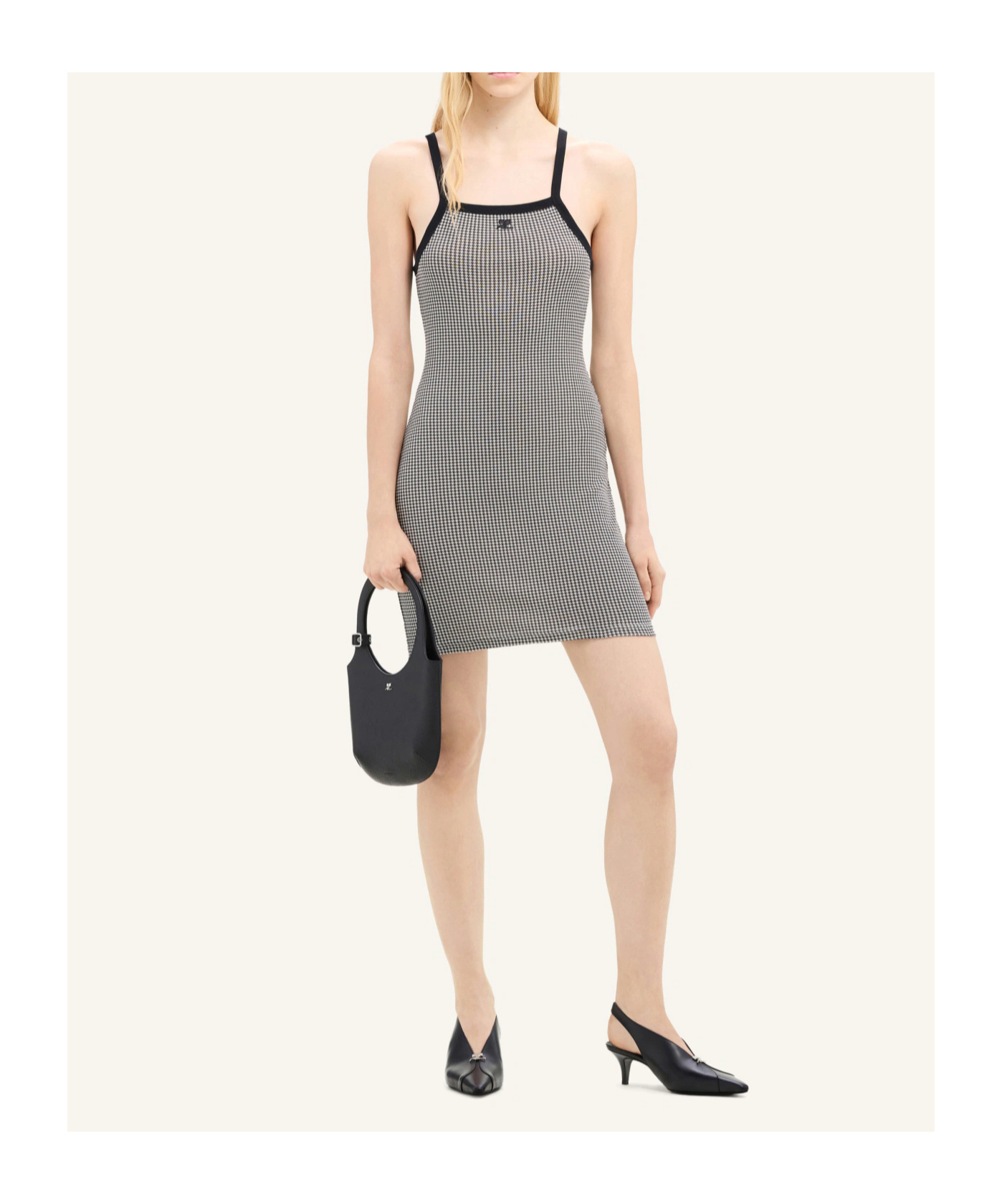 Courrèges Racerback Mini Dress With Contrasting Straps And Logo Detail In Gray