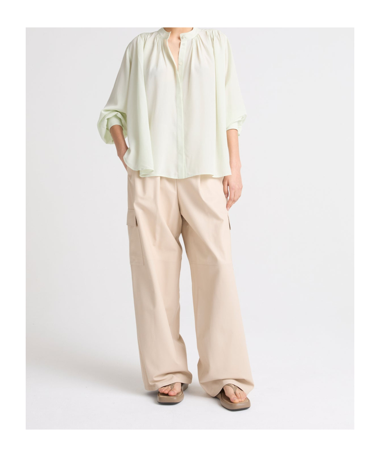 Shop Yves Salomon Pleated Silk Shirt In White