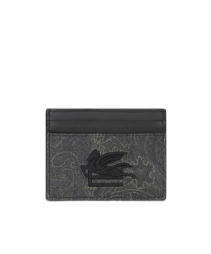 Etro Paisley-print Cotton-blend Cardholder In Black