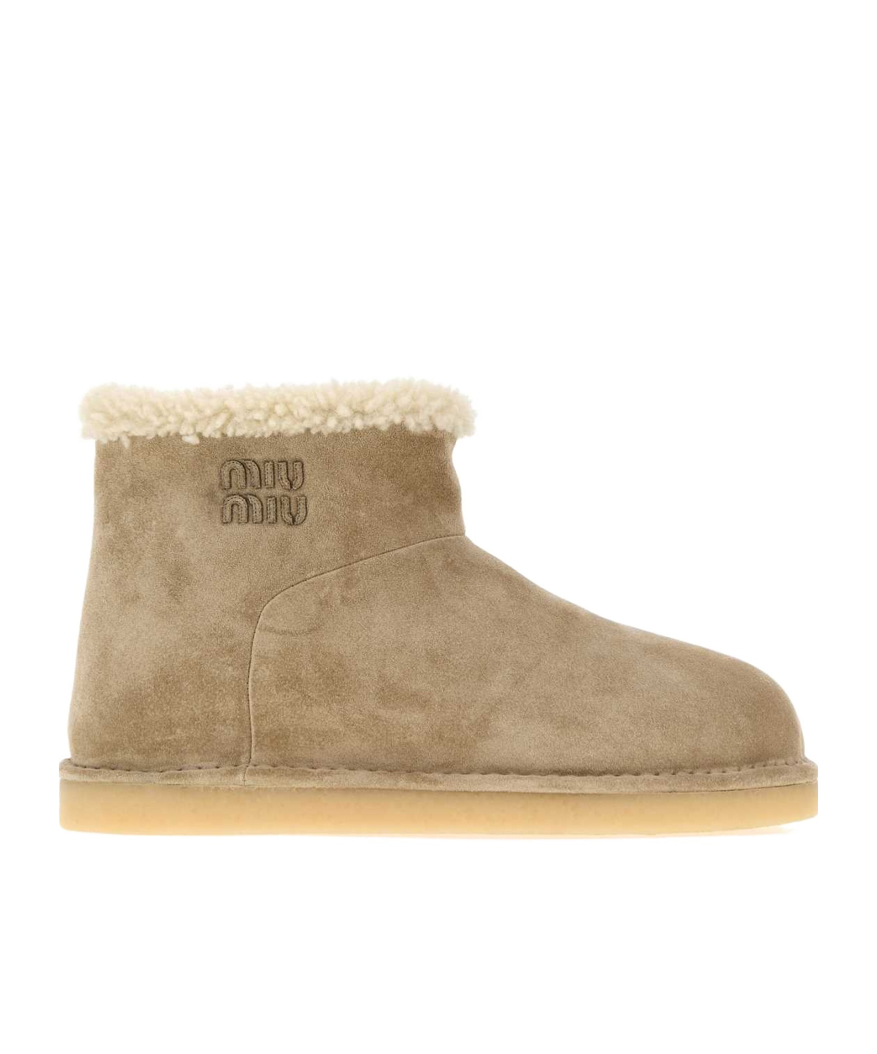 Miu Miu Cappuccino Suede Ankle Boots In Neutral