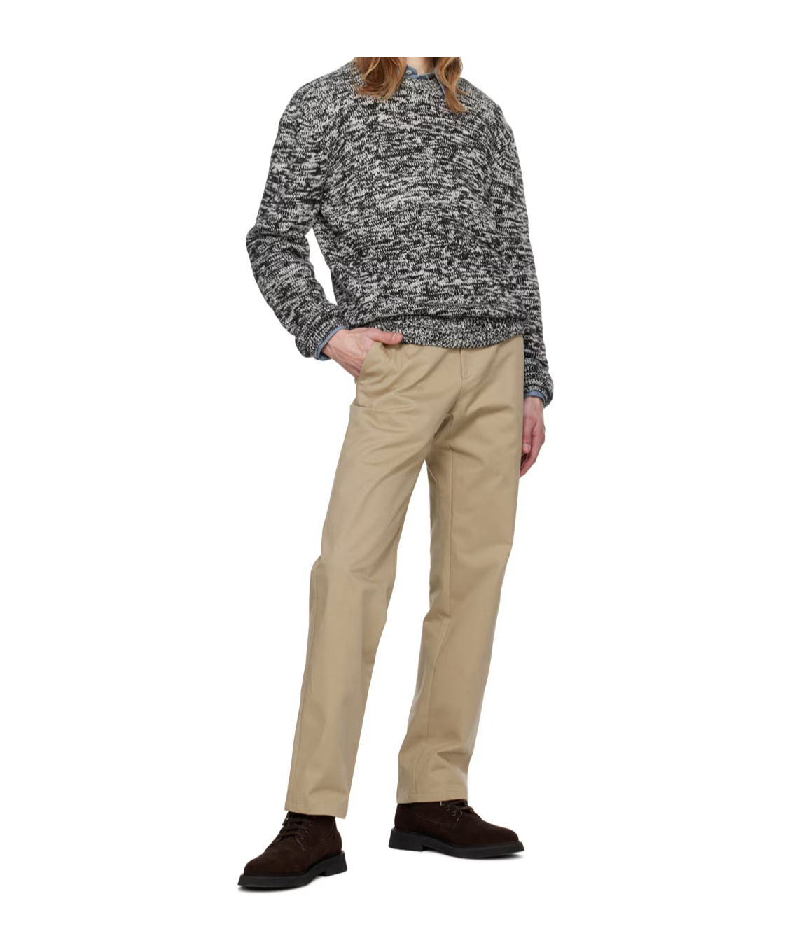 Apc Noah Marl-knit Cotton Jumper In Gray