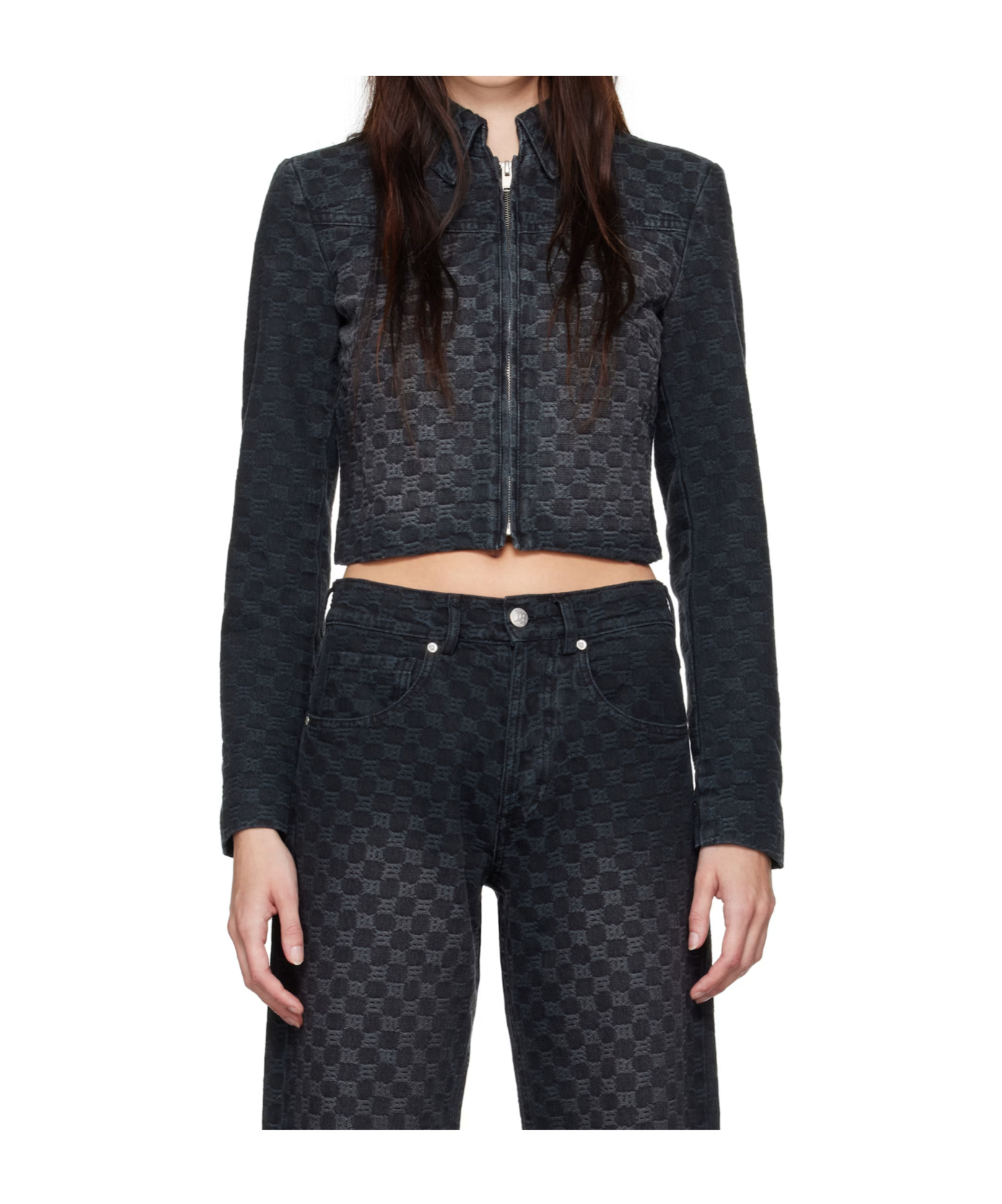 Misbhv Black Jacquard Monogram Denim Jacket In Black