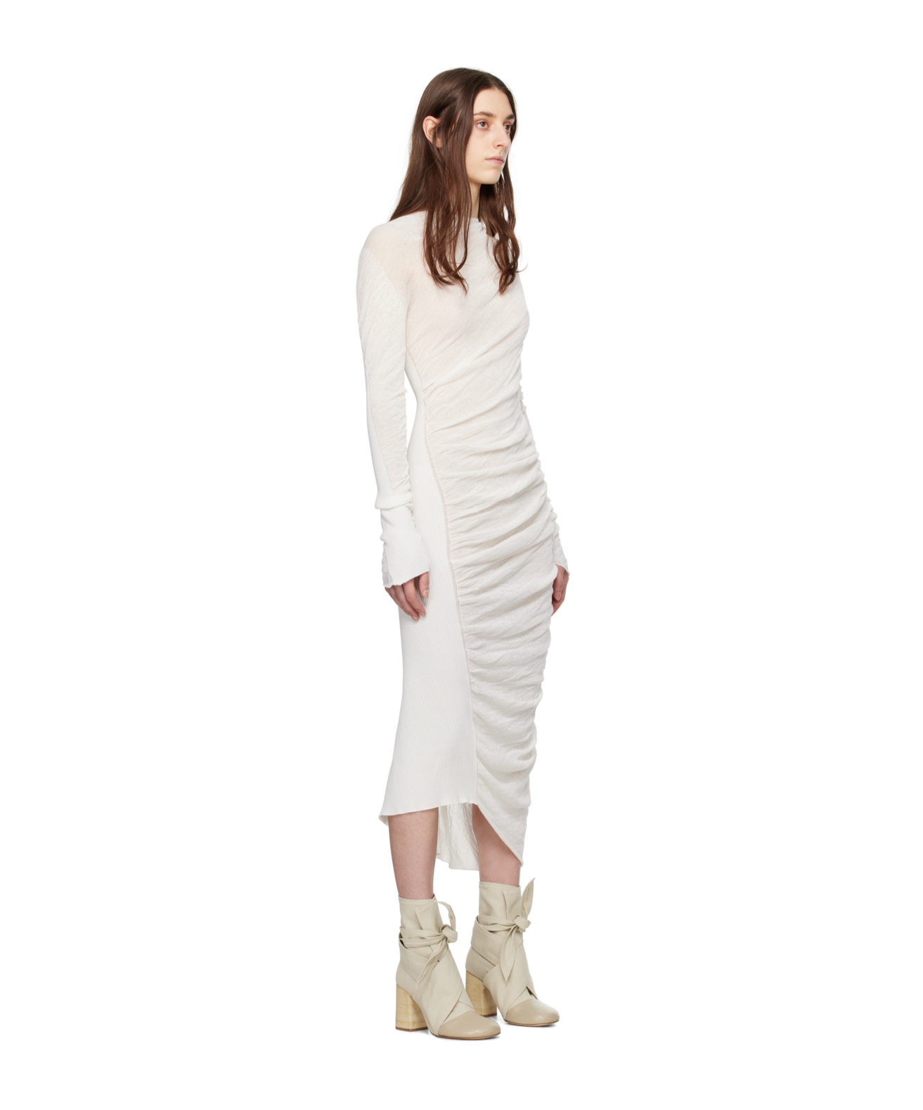 Issey Miyake Ambiguous Semi-sheer Dress In White