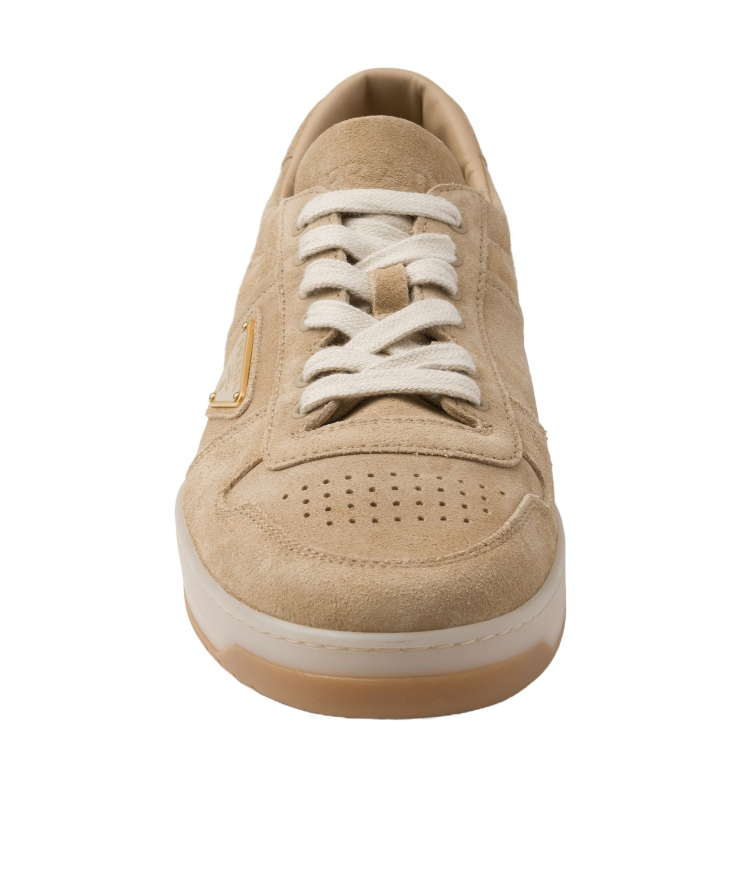 Prada Mens Neutral Downtown Logo-plaque Suede Low-top Trainers Eur 42 / 8 Uk In Brown