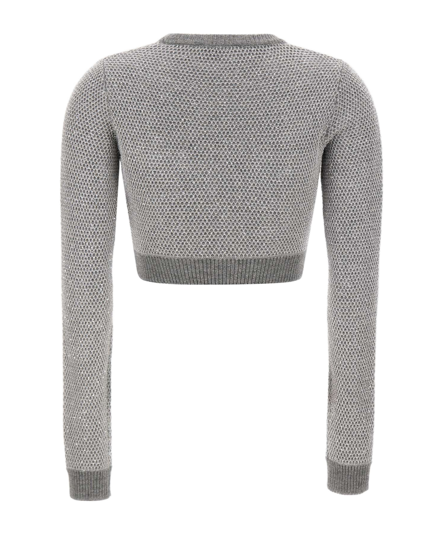 Elisabetta Franchi Sequinned Knitted Sweater In Gray