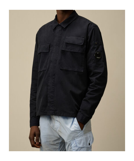 C.p. Company Organic Gabardine Practical Lens Shirt In Black
