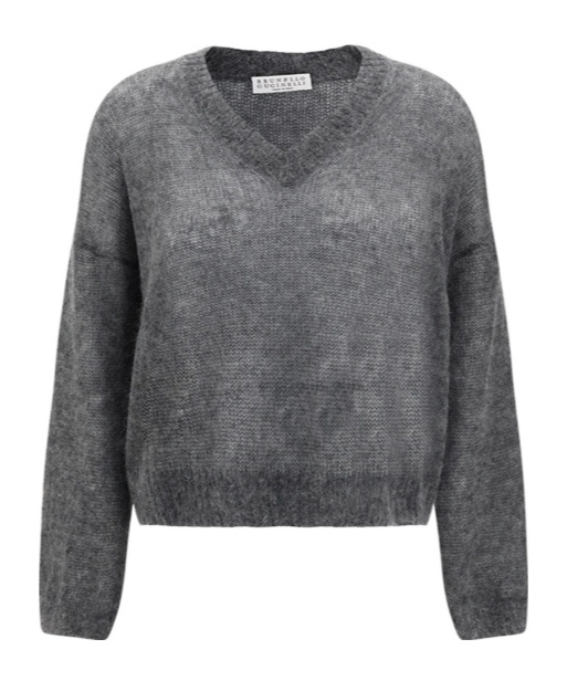 Brunello Cucinelli V-neck Sweater In Gray