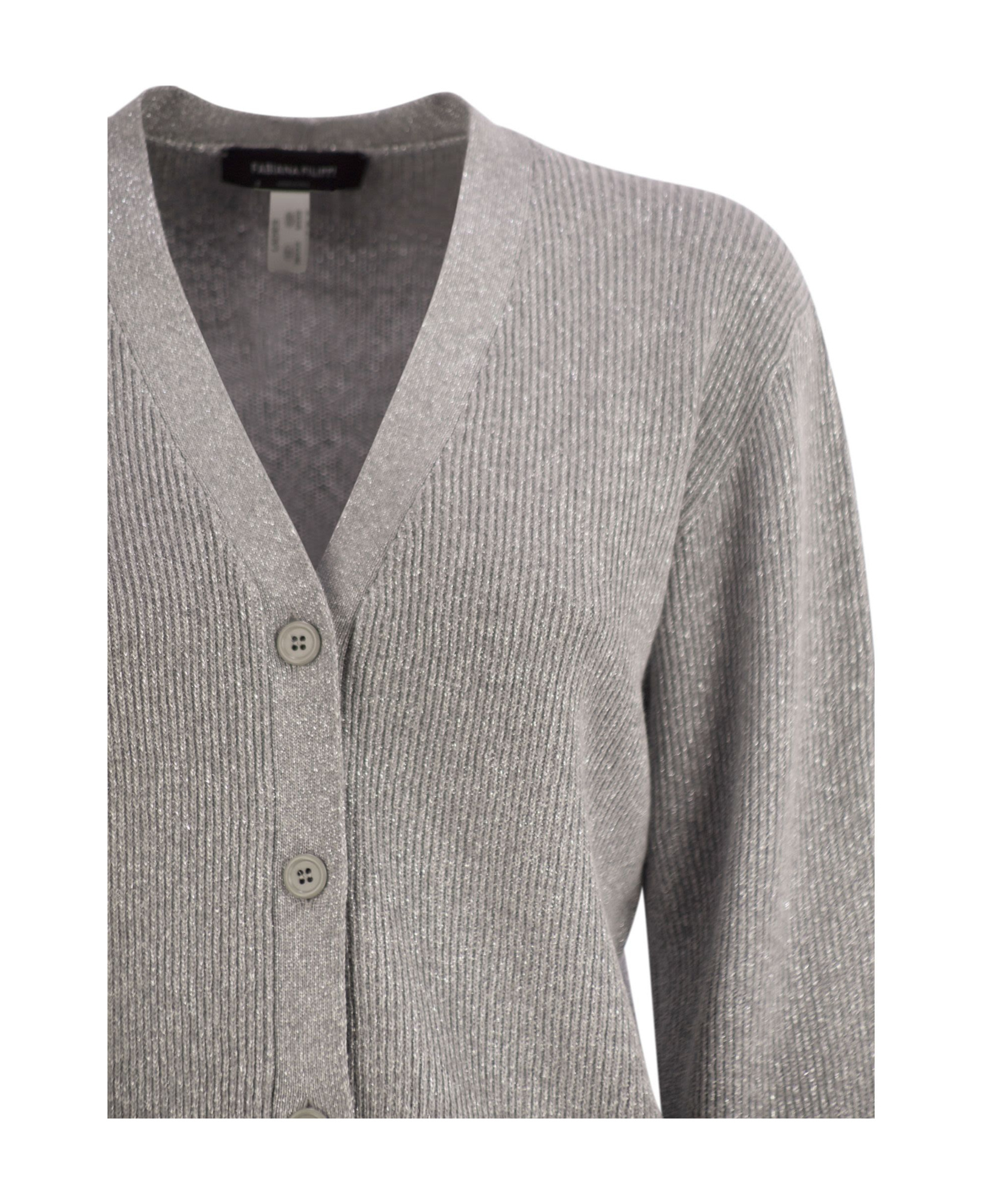 Fabiana Filippi English Ribbed Cardigan In Gray