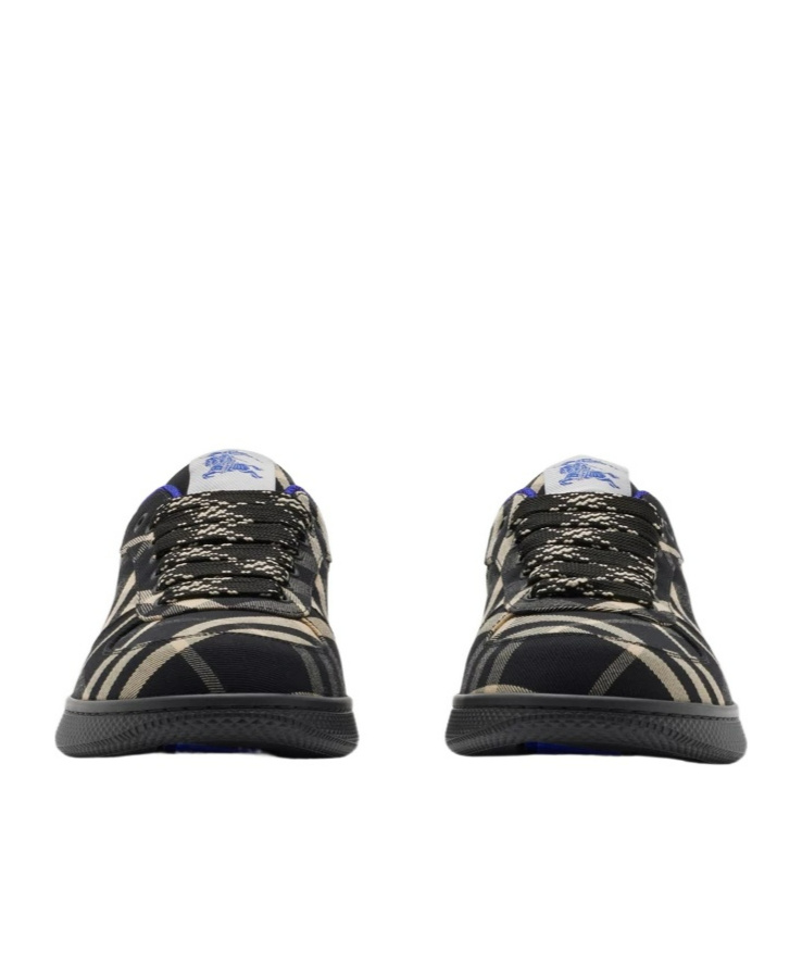 Burberry Checked Terrace Lace-up Sneakers In Black