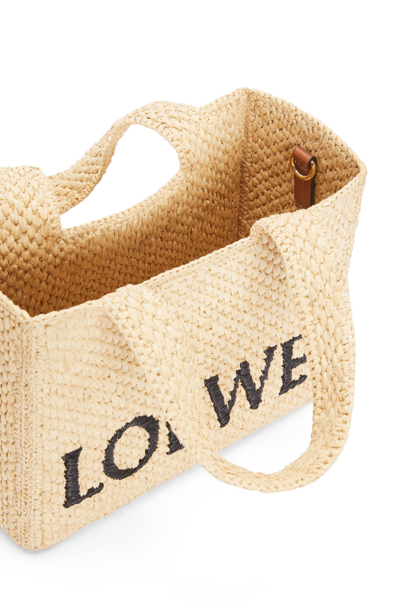 Loewe Logo-embroidered Raffia Tote Bag In Nude