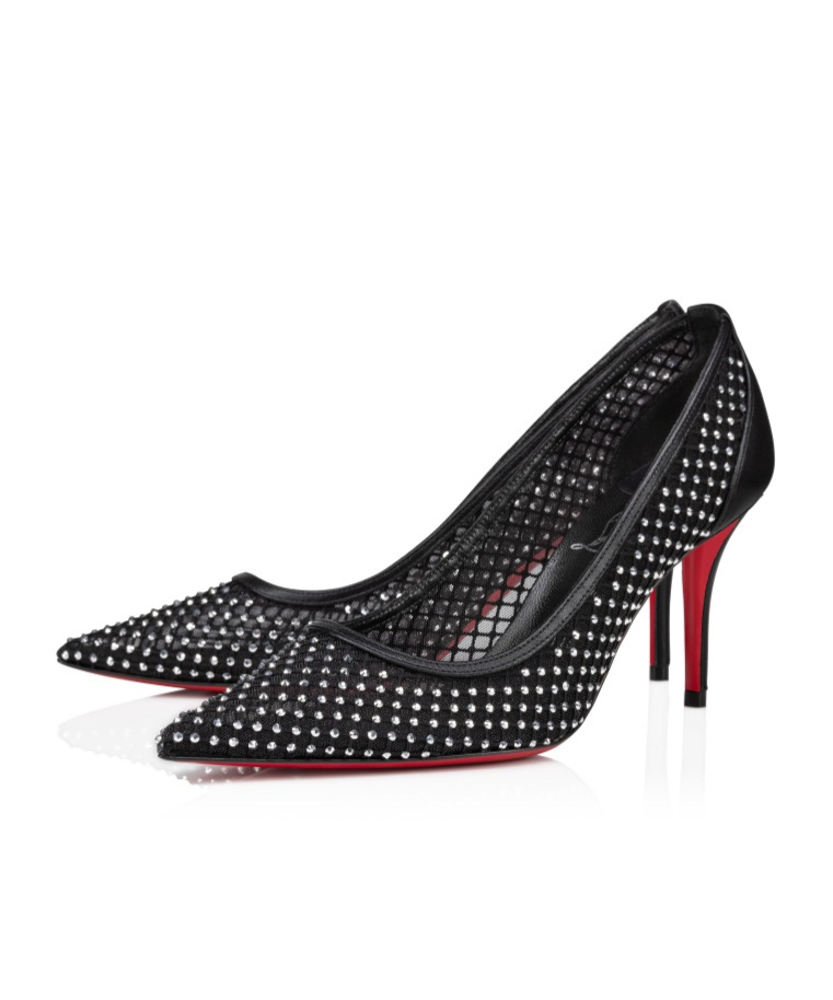 Shop Christian Louboutin 80mm Apostropha Mesh Strass Pumps In Black