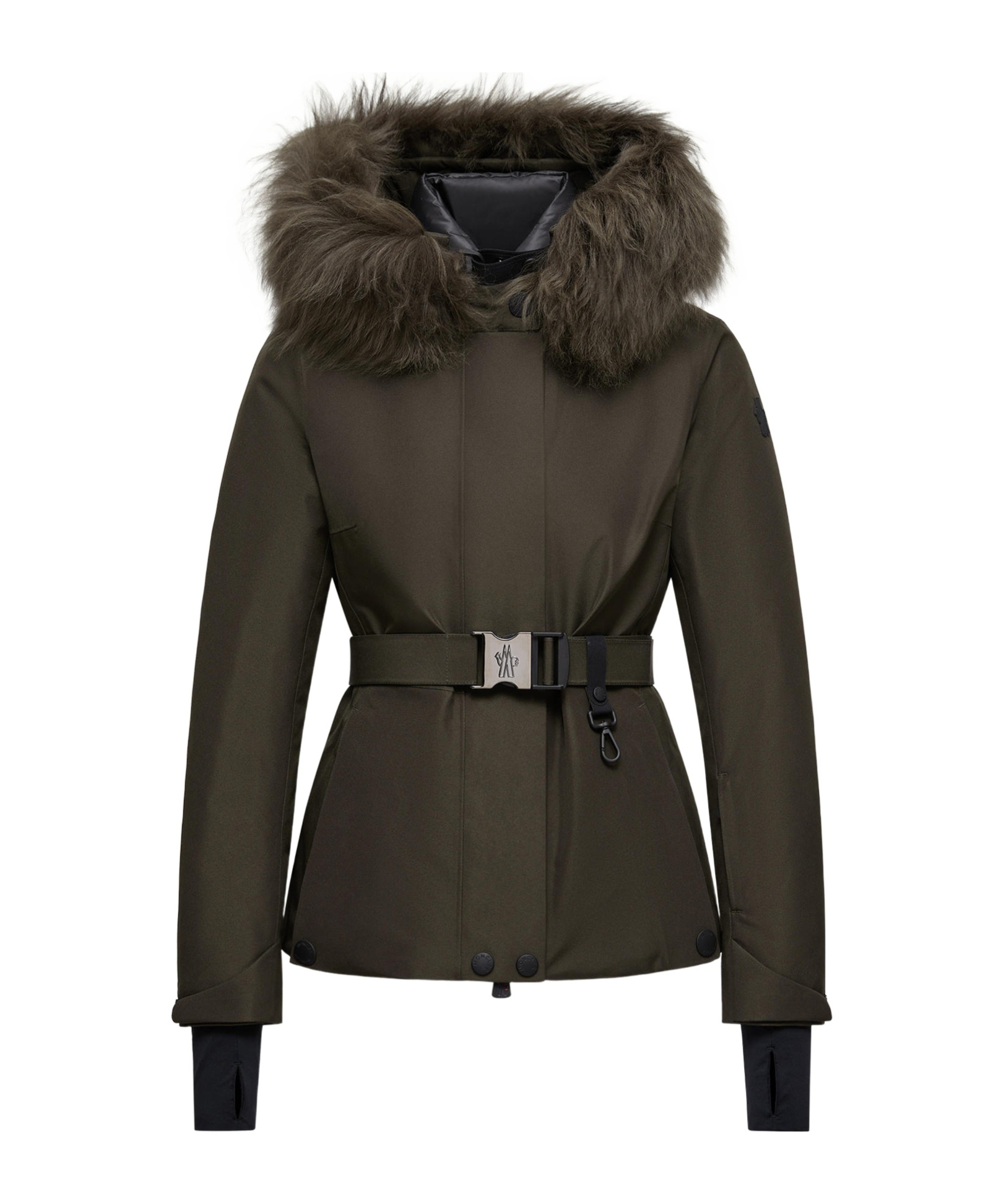 Moncler Laplance Gore-tex Shearling-trimmed Hooded Down Ski Jacket In Brown