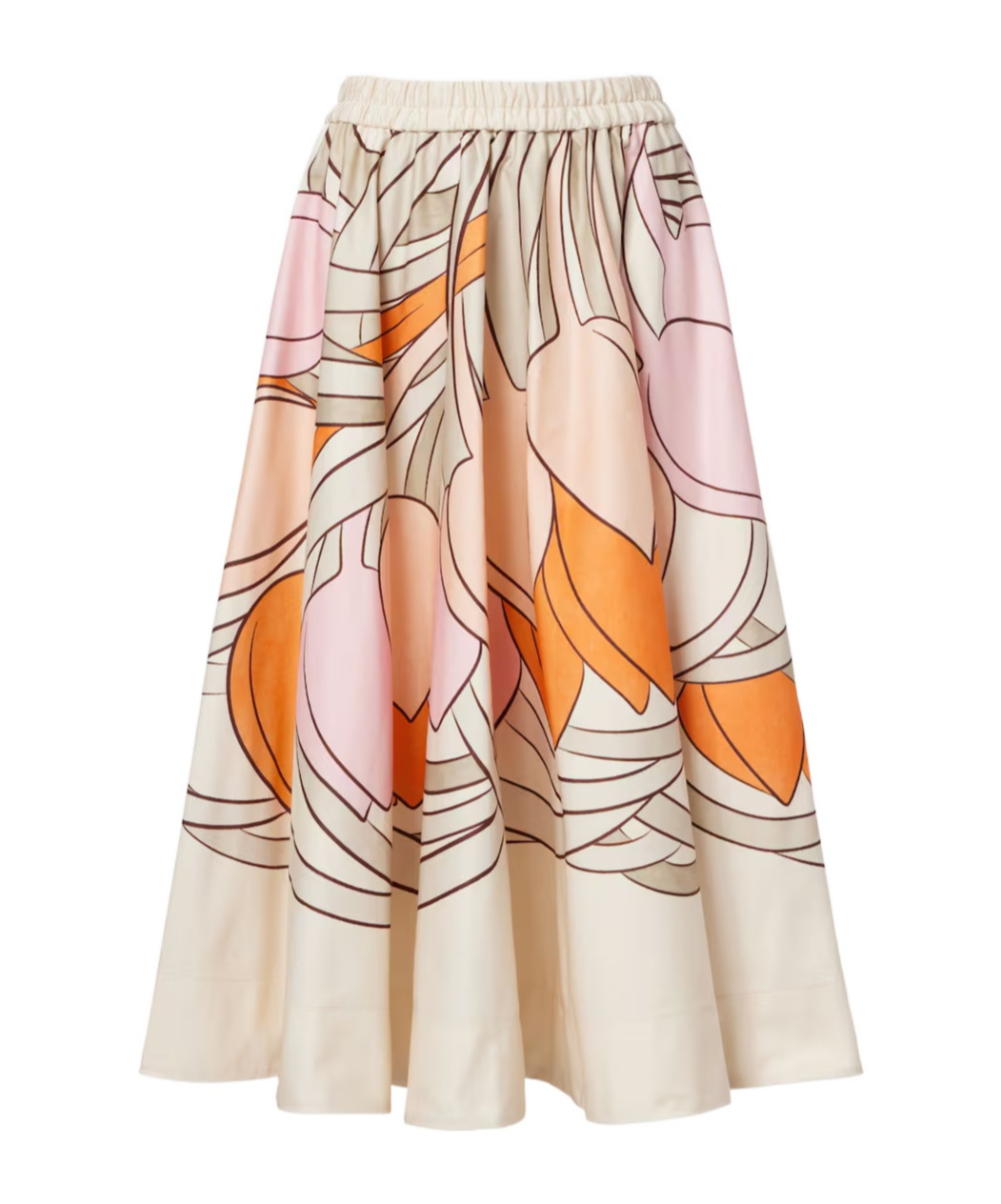 La Doublej Printed Cotton Midi Skirt In Brown
