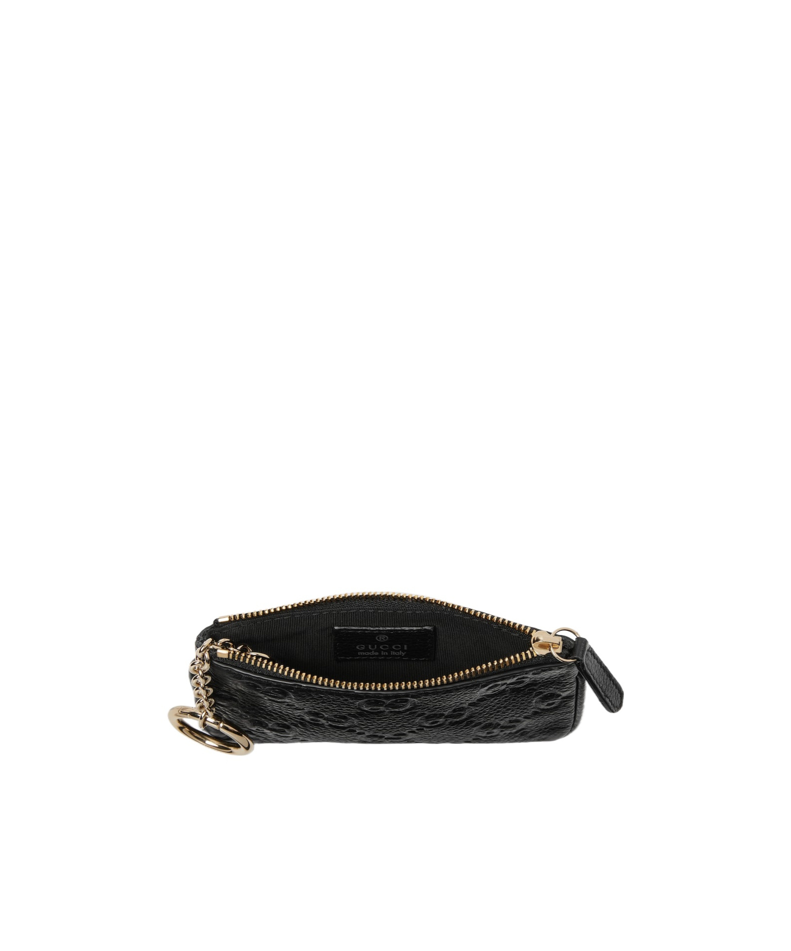 Gucci Gg Emblem Series Zipper Key Bag In Black