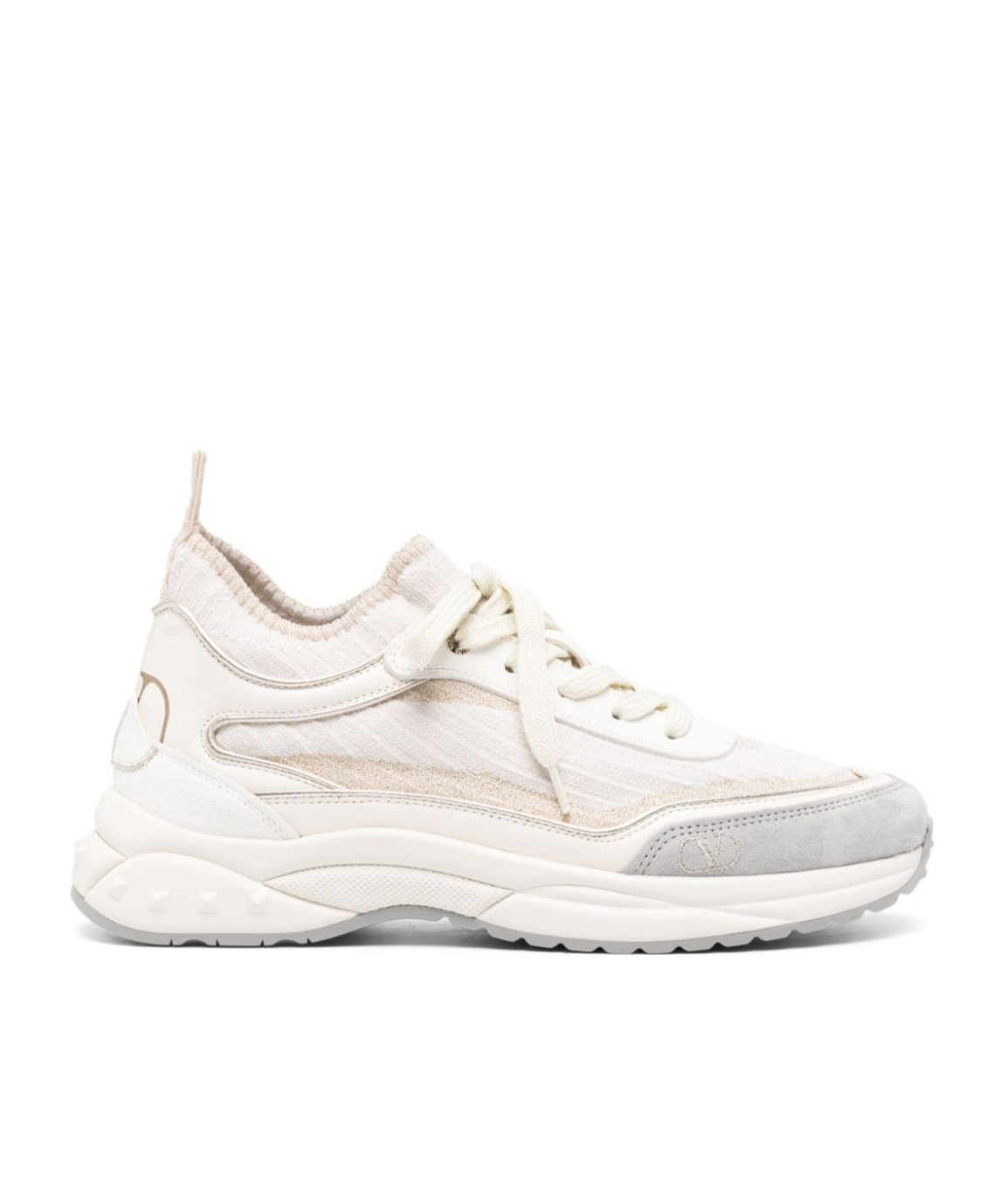 Valentino Low-top Chunky Leather Sneakers In White