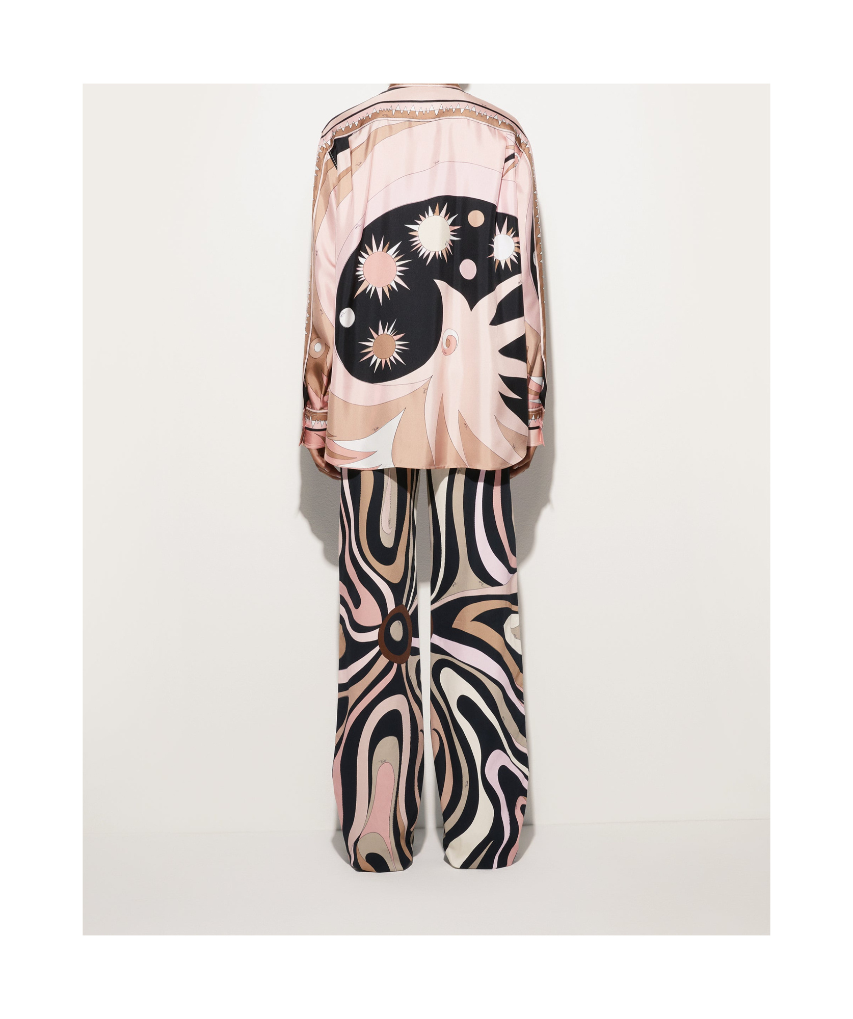 Pucci Stella Print Silk Oversized Shirt In Black