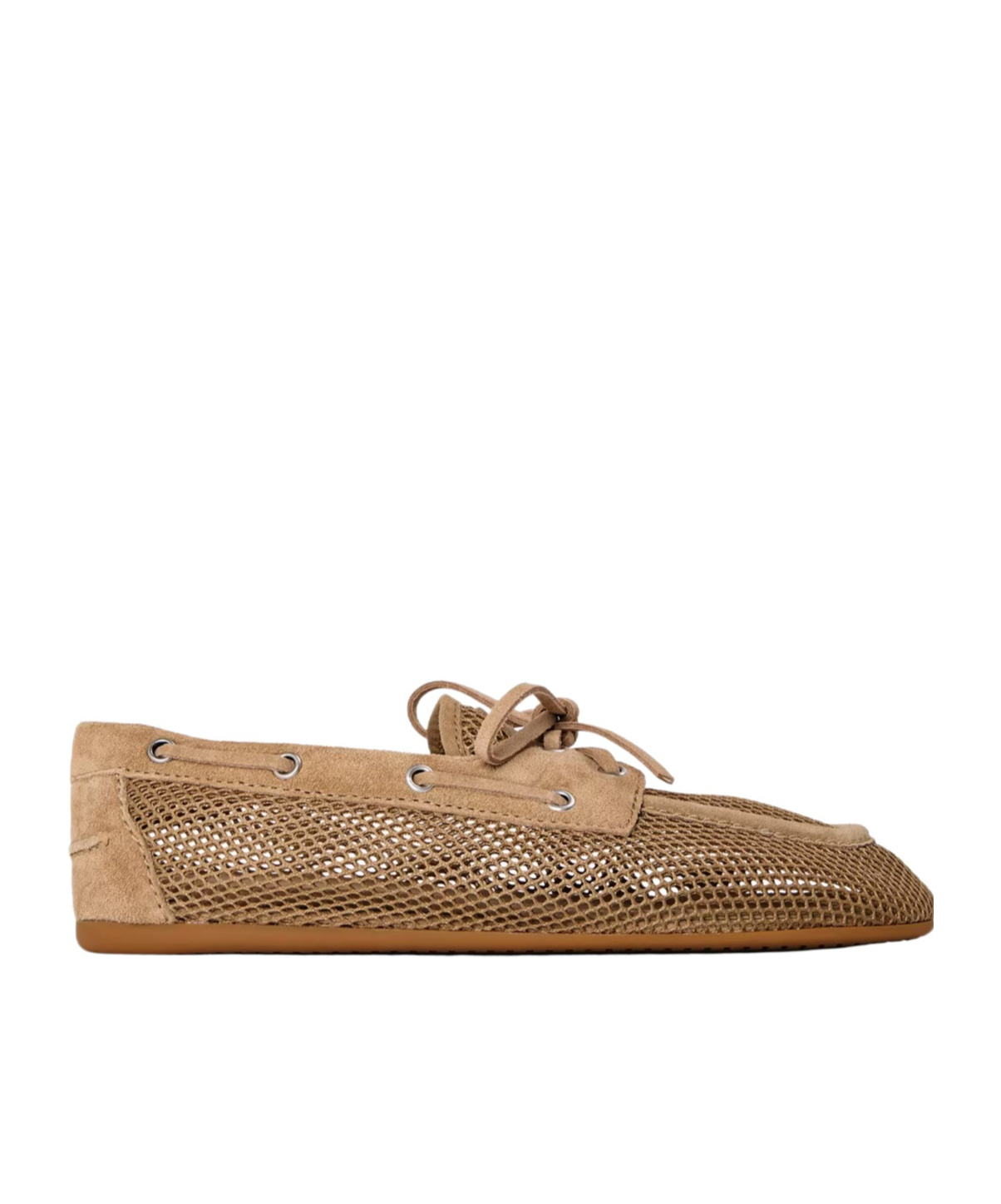 Miu Miu Lace-up Front Flats In Brown
