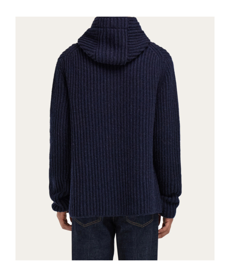 Ferragamo Wool Blend Duffle Coat In Blue