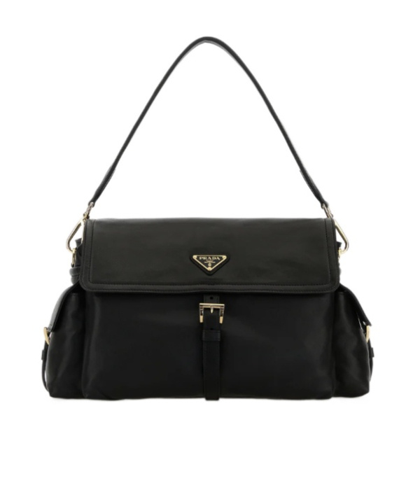 Prada Logo Shoulder Bag In Black