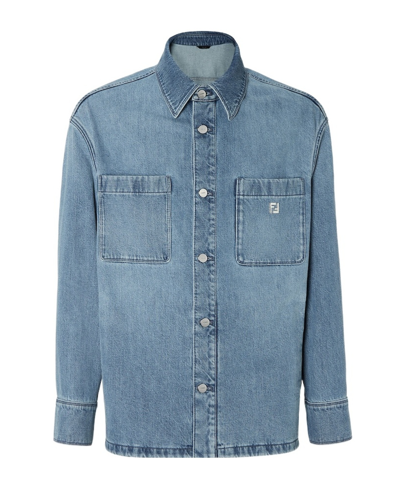 Fendi Light Blue Denim Shirt In Blue