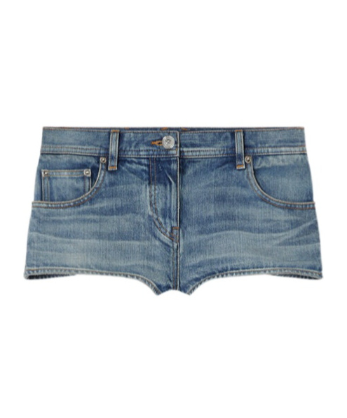 Versace Made In Japan Low-waist Denim Shorts In Blue