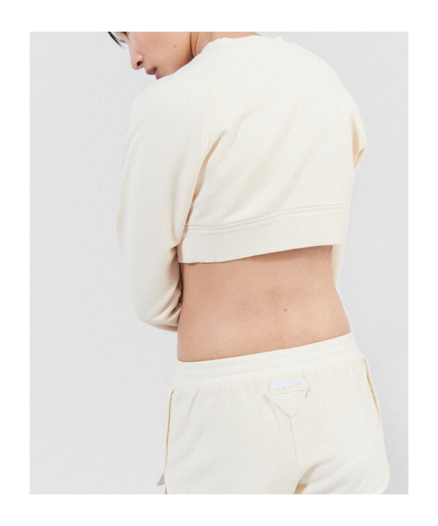 Prada Cropped Fleece Blouson In Nude