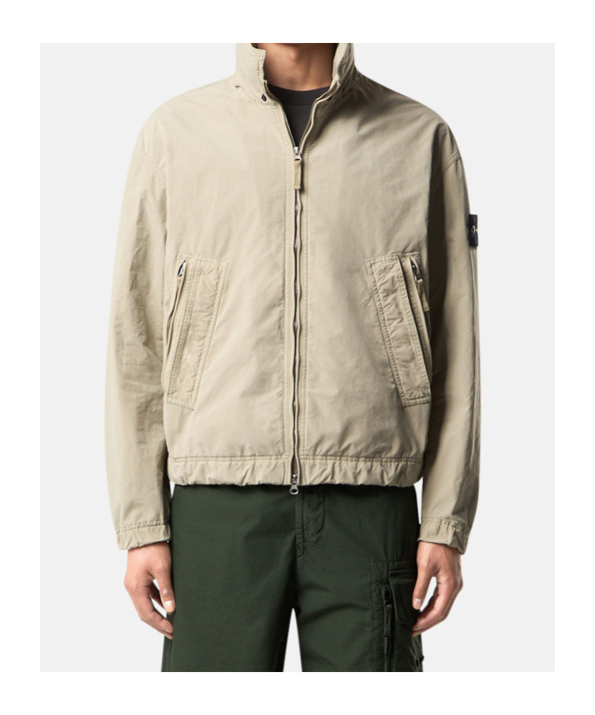 Stone Island Shirt Jacket With Anti-drop And Concealed Hood In Neutral