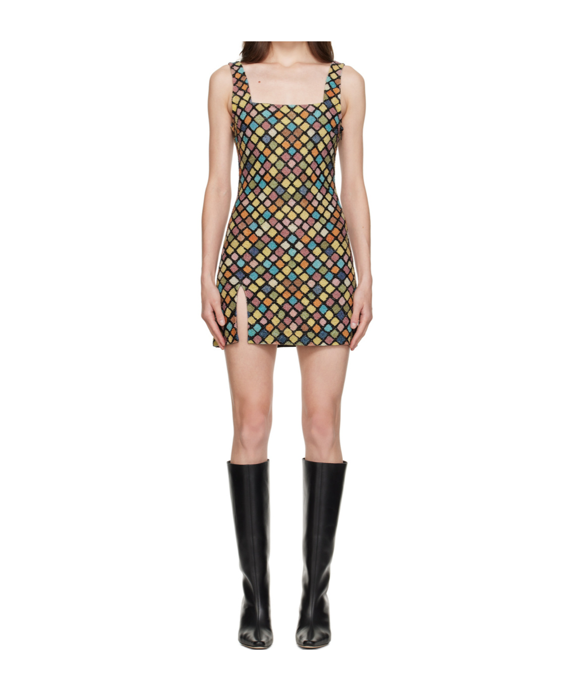 Shop Staud Le Sable Square Neck Dress In Nude