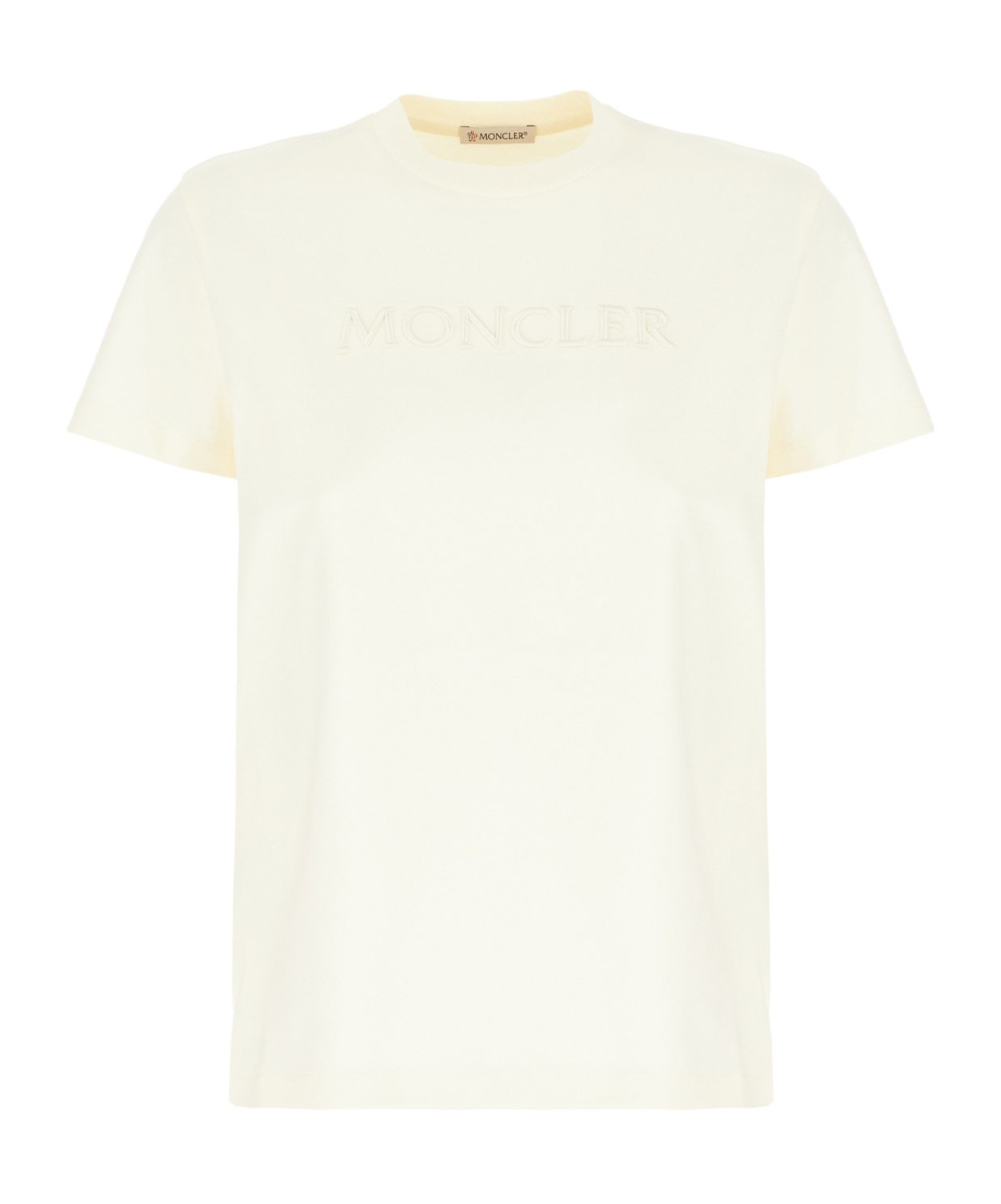 Moncler Cotton T Shirt With Tone On Tone Embroidered Logo In White