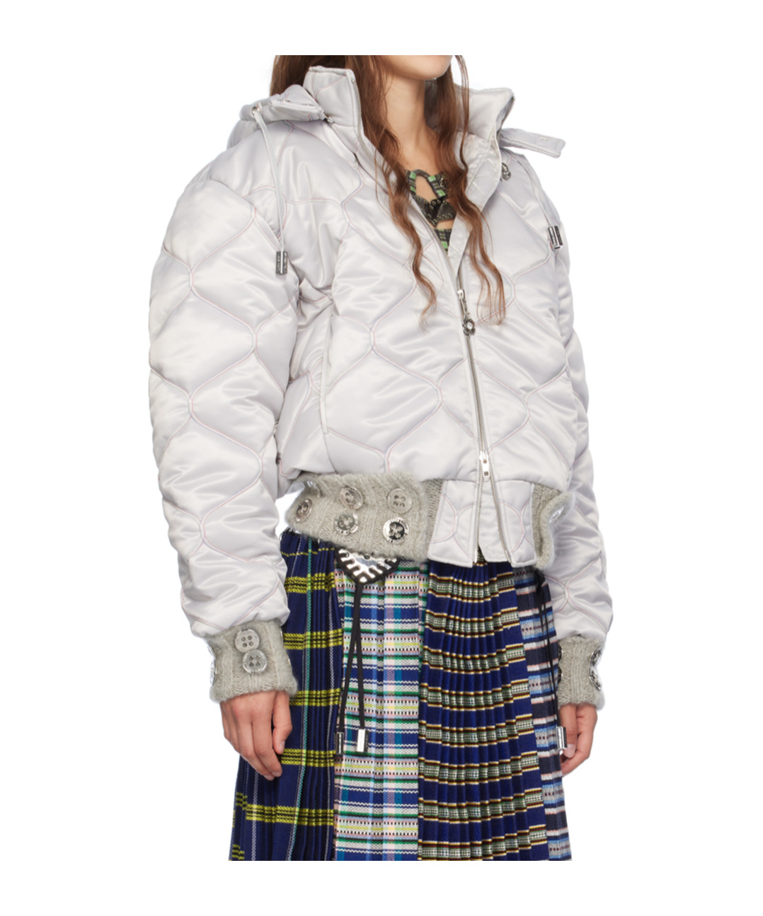 Chopova Lowena Silver Lovey Puffer Jacket In White
