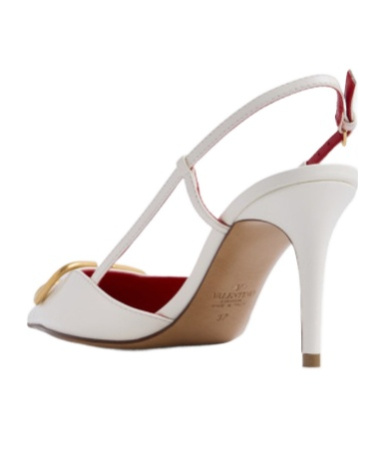 Valentino Vlogo Signature Pointed Toe Slingback Pumps In White