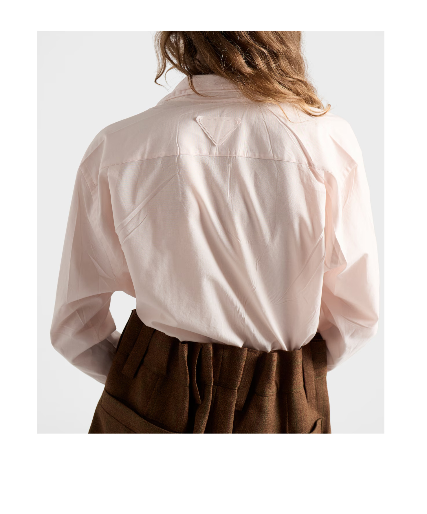 Prada Lace-up Cotton Shirt In Neutral