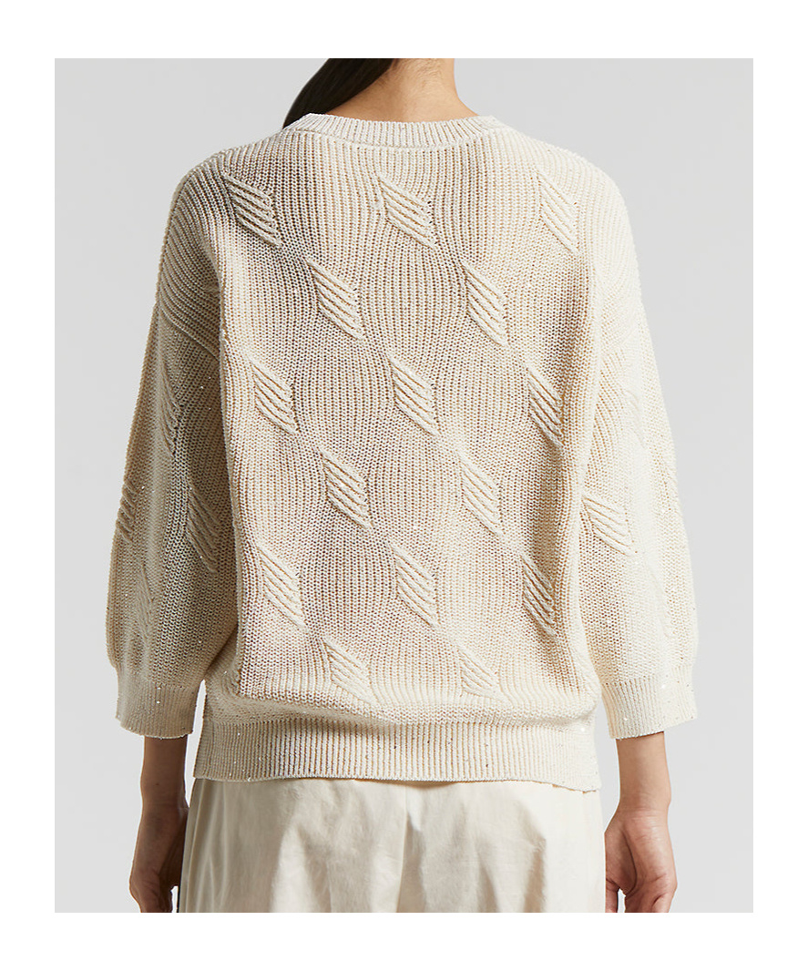 Peserico Sequinned Sweater In Quartz Sand