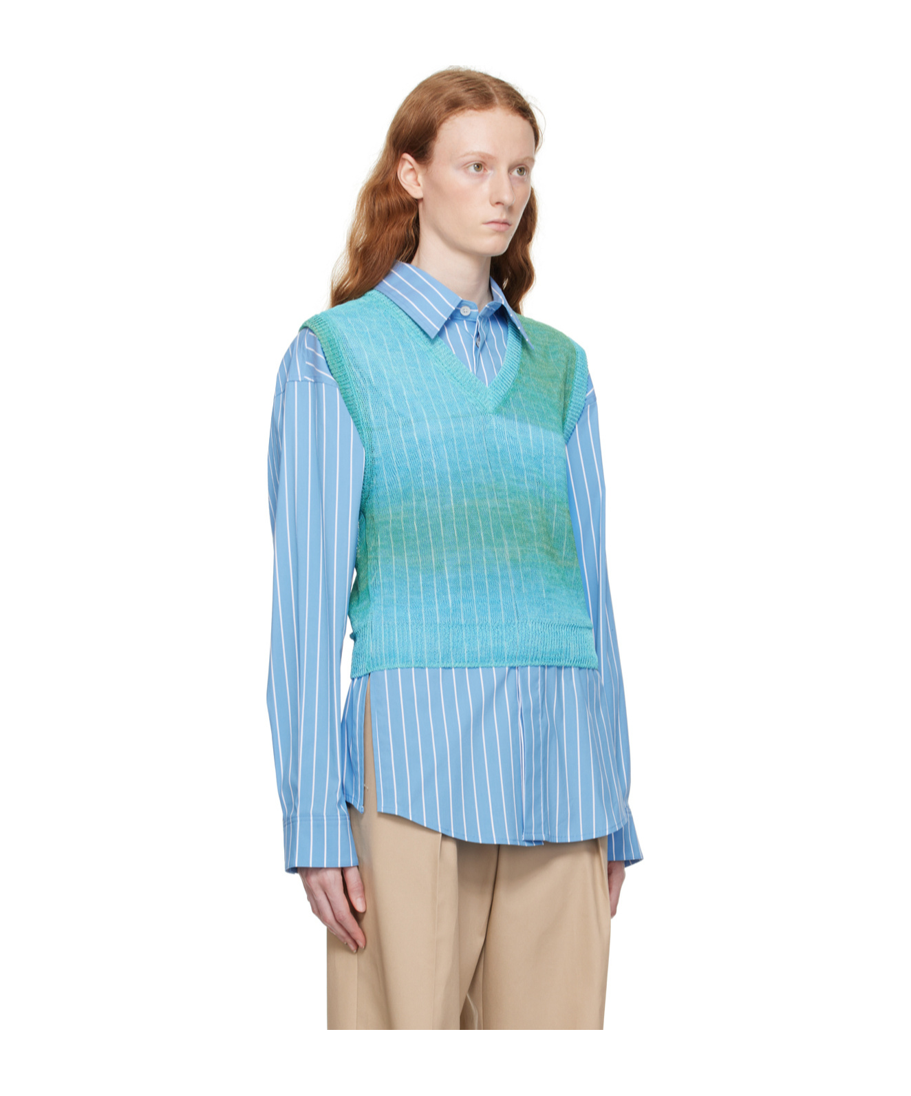 Wooyoungmi Graded Stripe Pattern Knitted Vest In Black