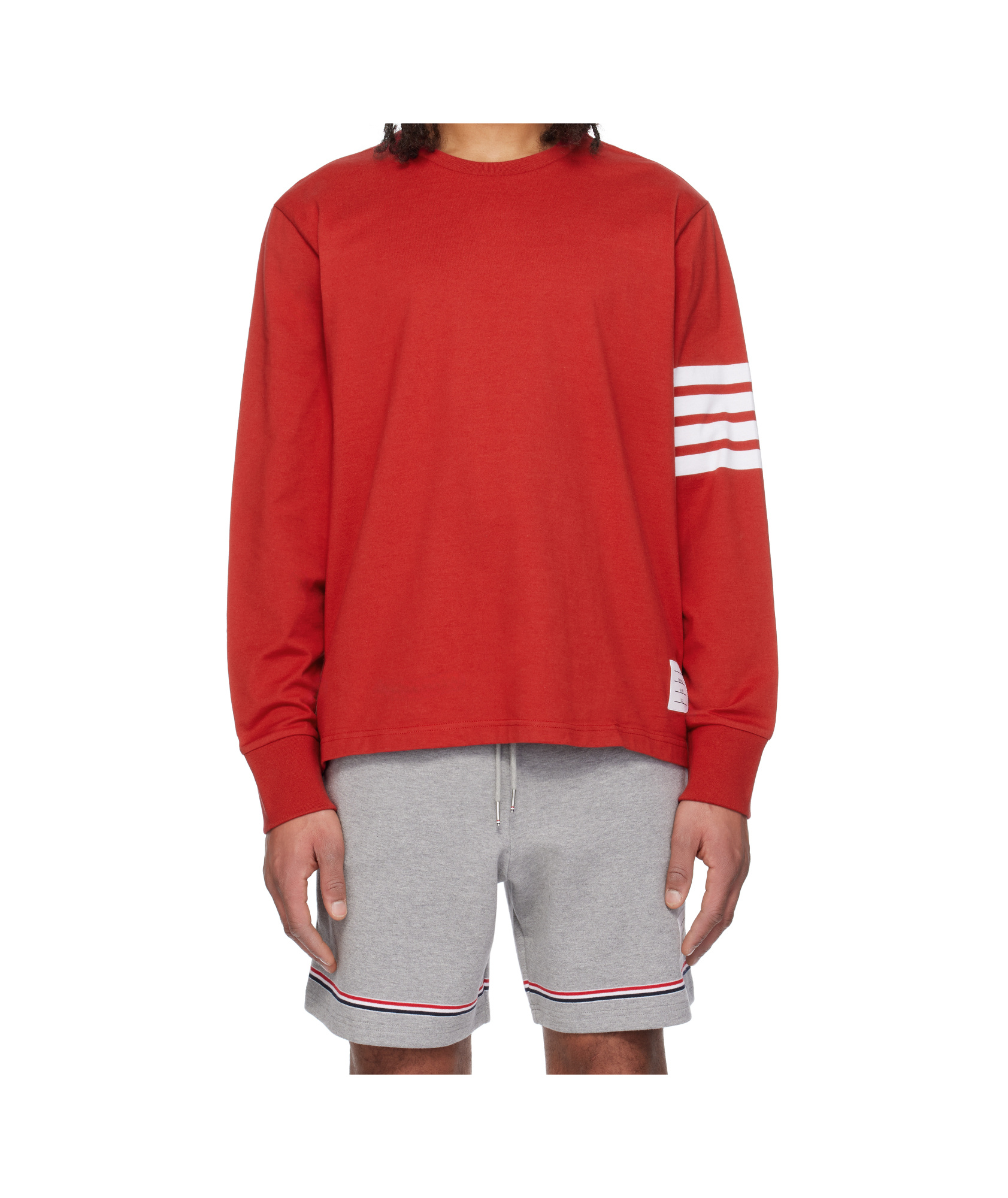 Shop Thom Browne 4-bar Stripe Cotton T-shirt In Red
