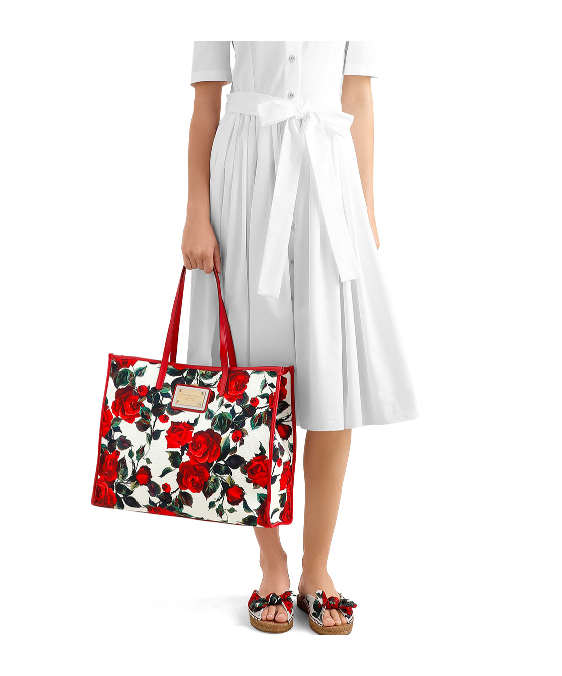 Dolce & Gabbana Flower Printed Large Shopping Bag In Multicolor