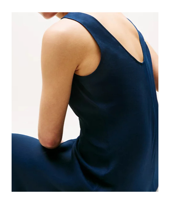 Tommy Hilfiger Linen Blend Maxi Dress In Dark Navy