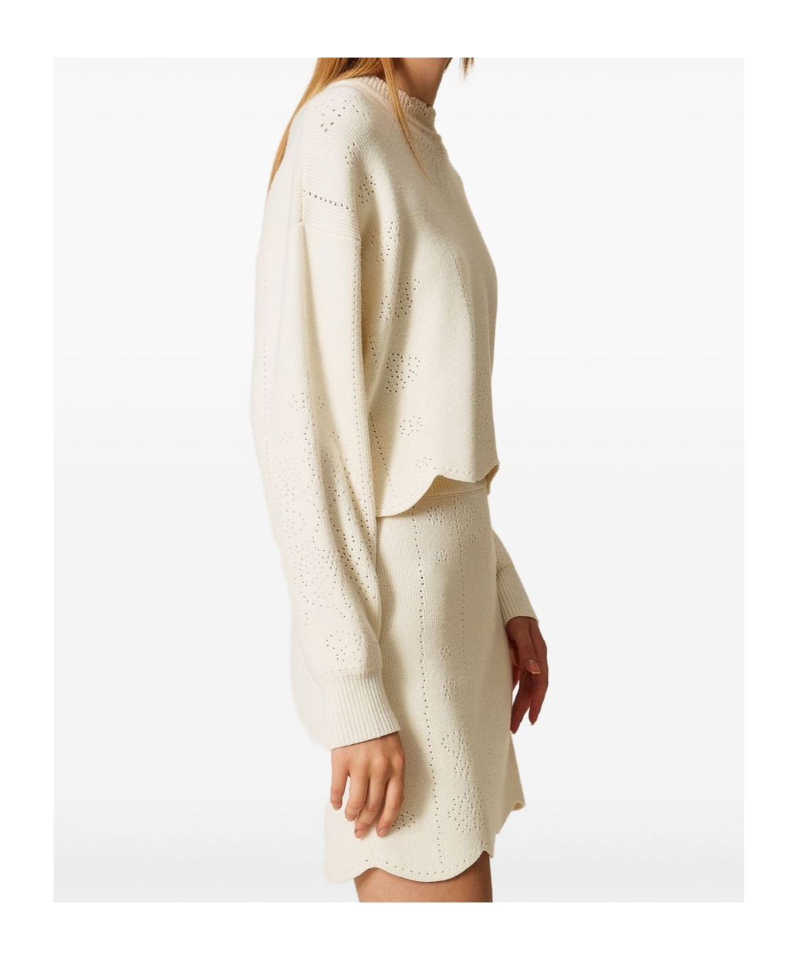 Twinset Scallop-hem Cropped Jumper In White