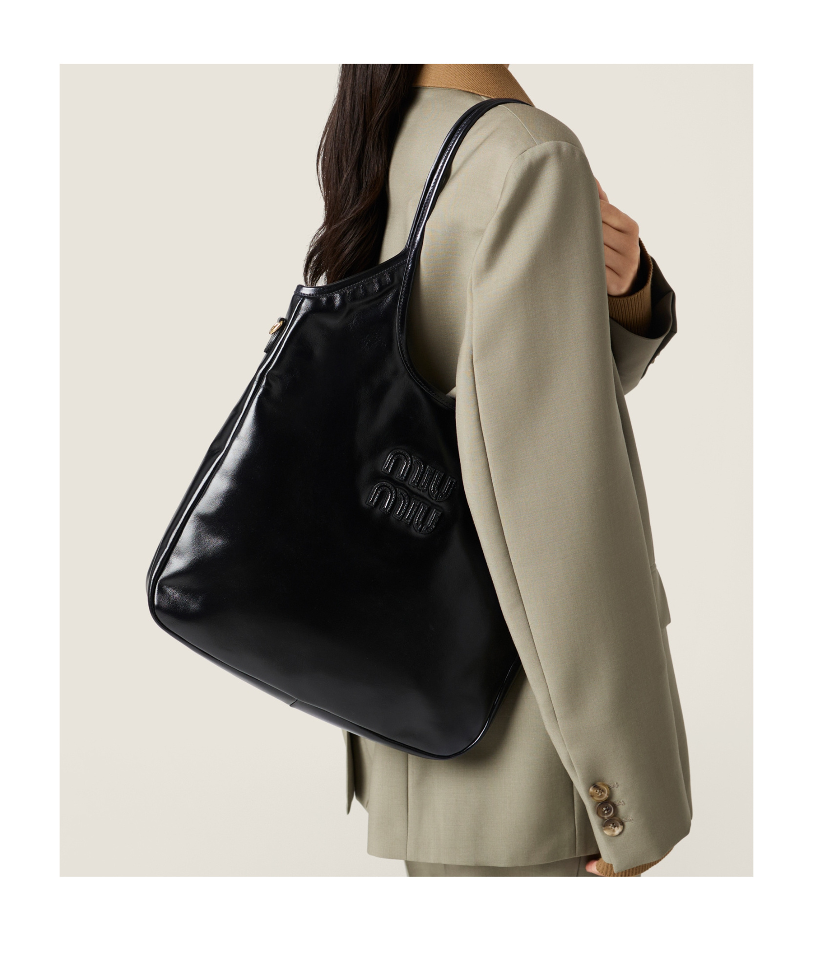 Miu Miu Ivy Leather Bag In Black