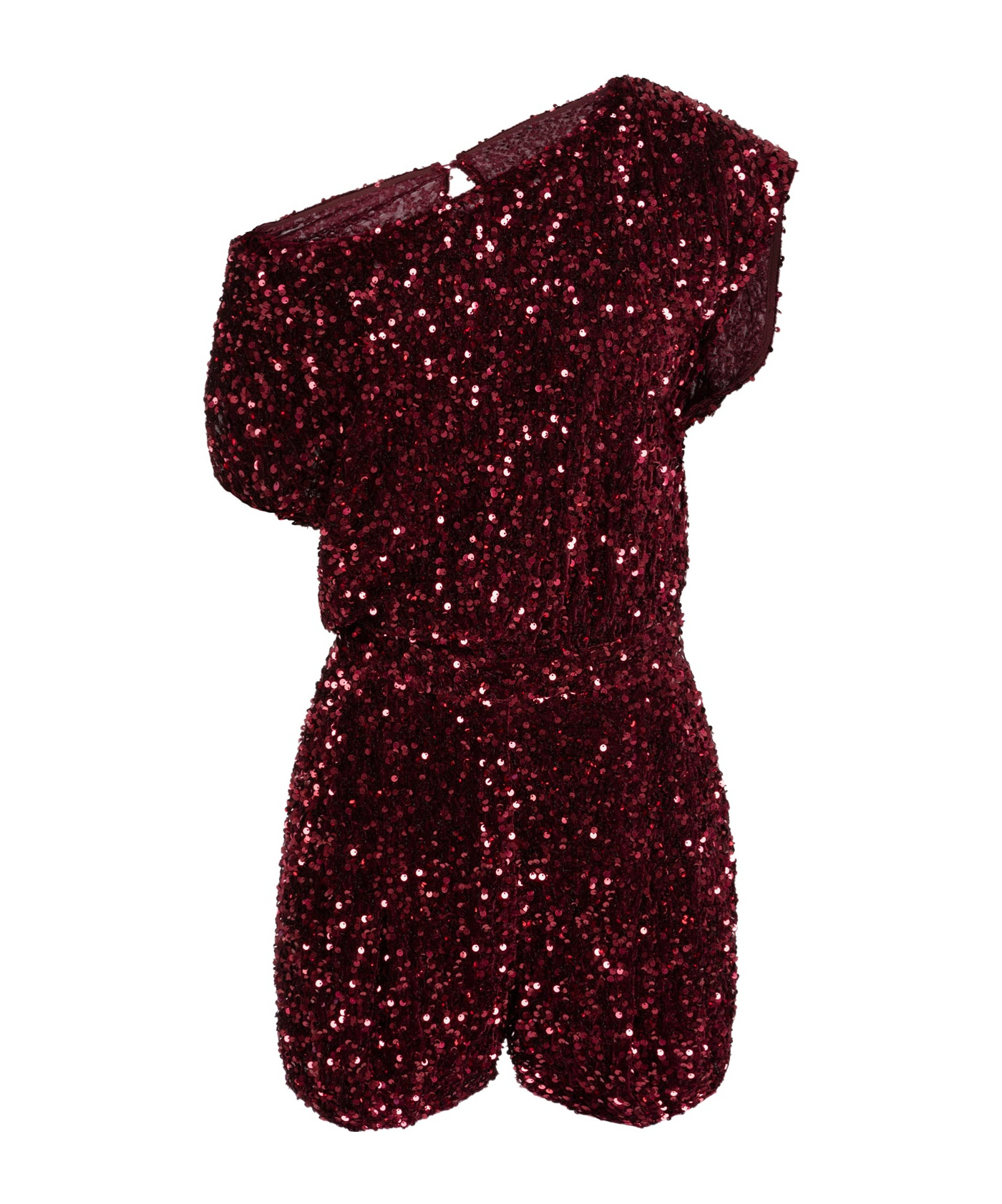 Elisabetta Franchi Sequin-embellished Chenille Playsuit In Brown