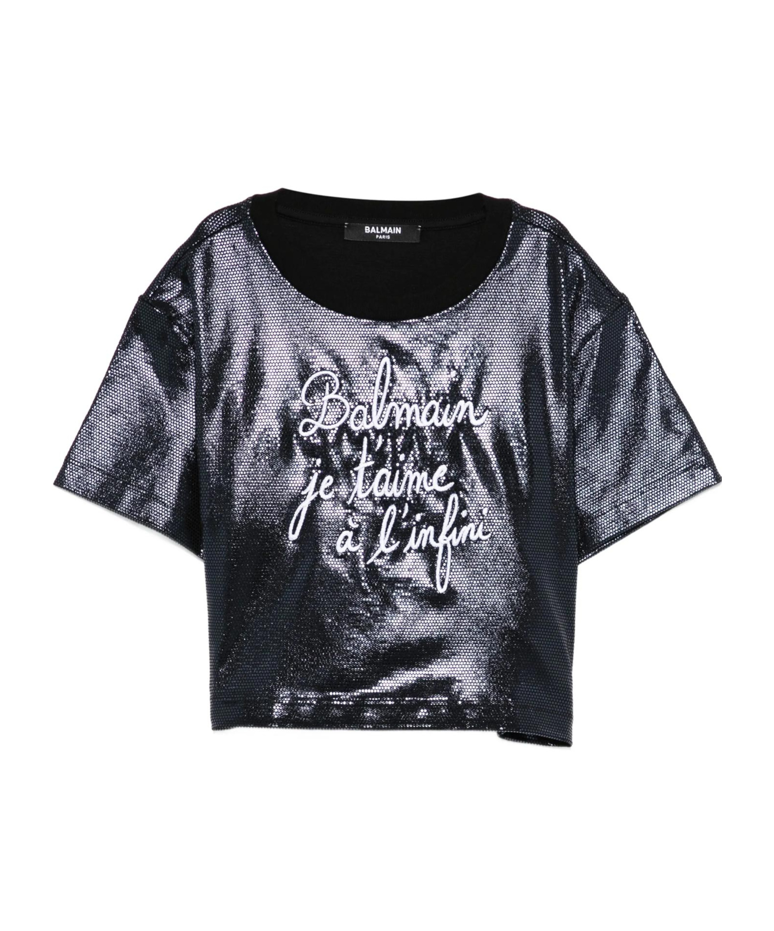 Balmain Metallic-finish Embroidered T-shirt In Black