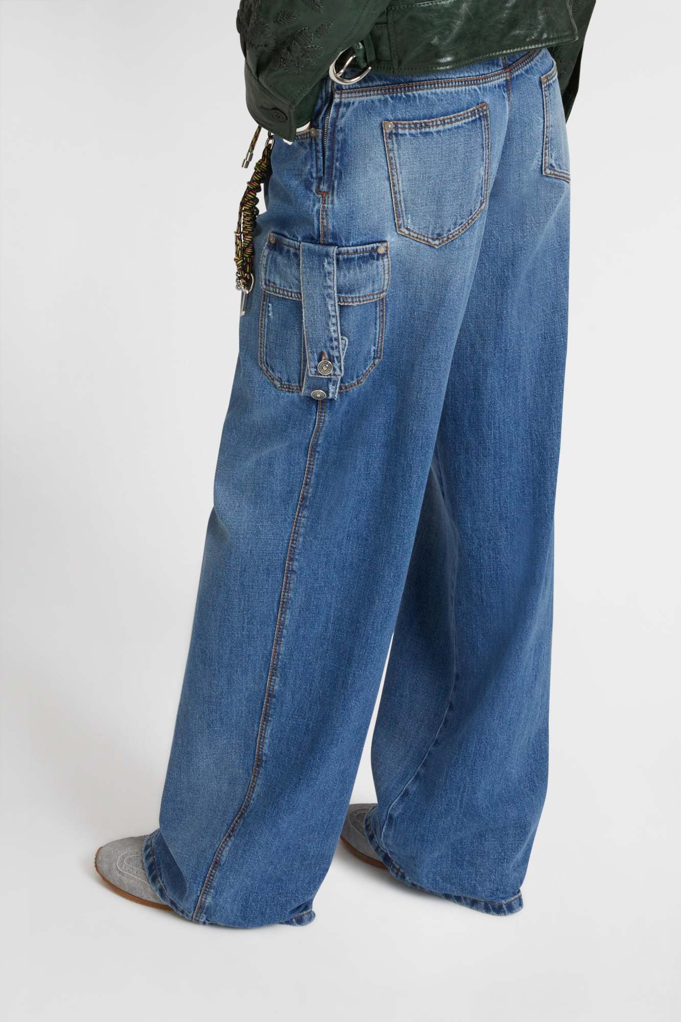 Ermanno Scervino Pleated-front Cargo Jeans In Gray