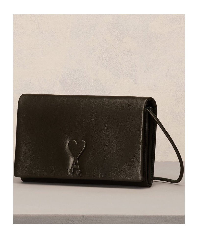 Ami Alexandre Mattiussi Ami Paris Ami De Coeur Logo Plaque Foldover Top Shoulder Bag In Black