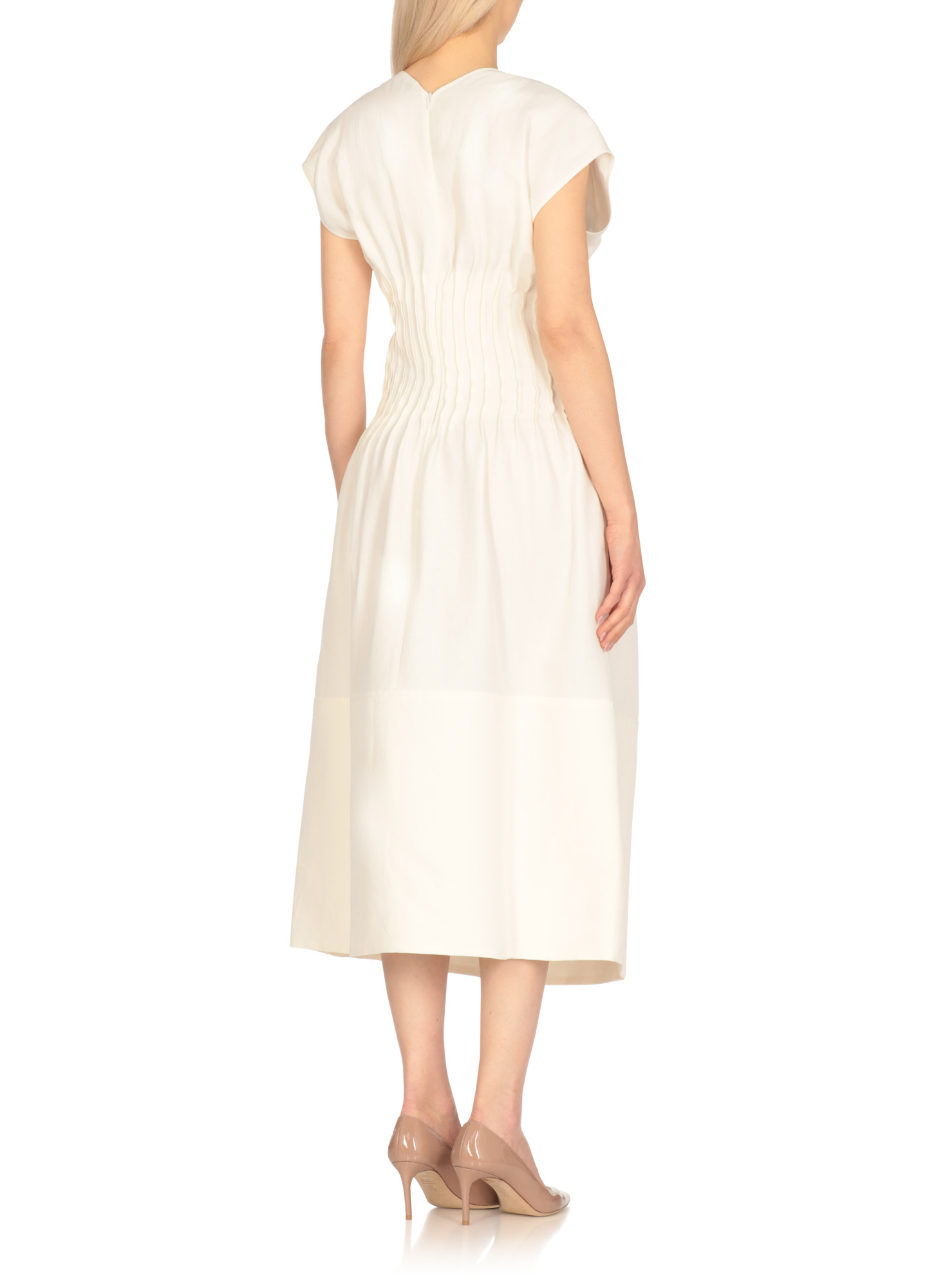 Fabiana Filippi Draped Waist Sleeveless V Neck Midi Dress