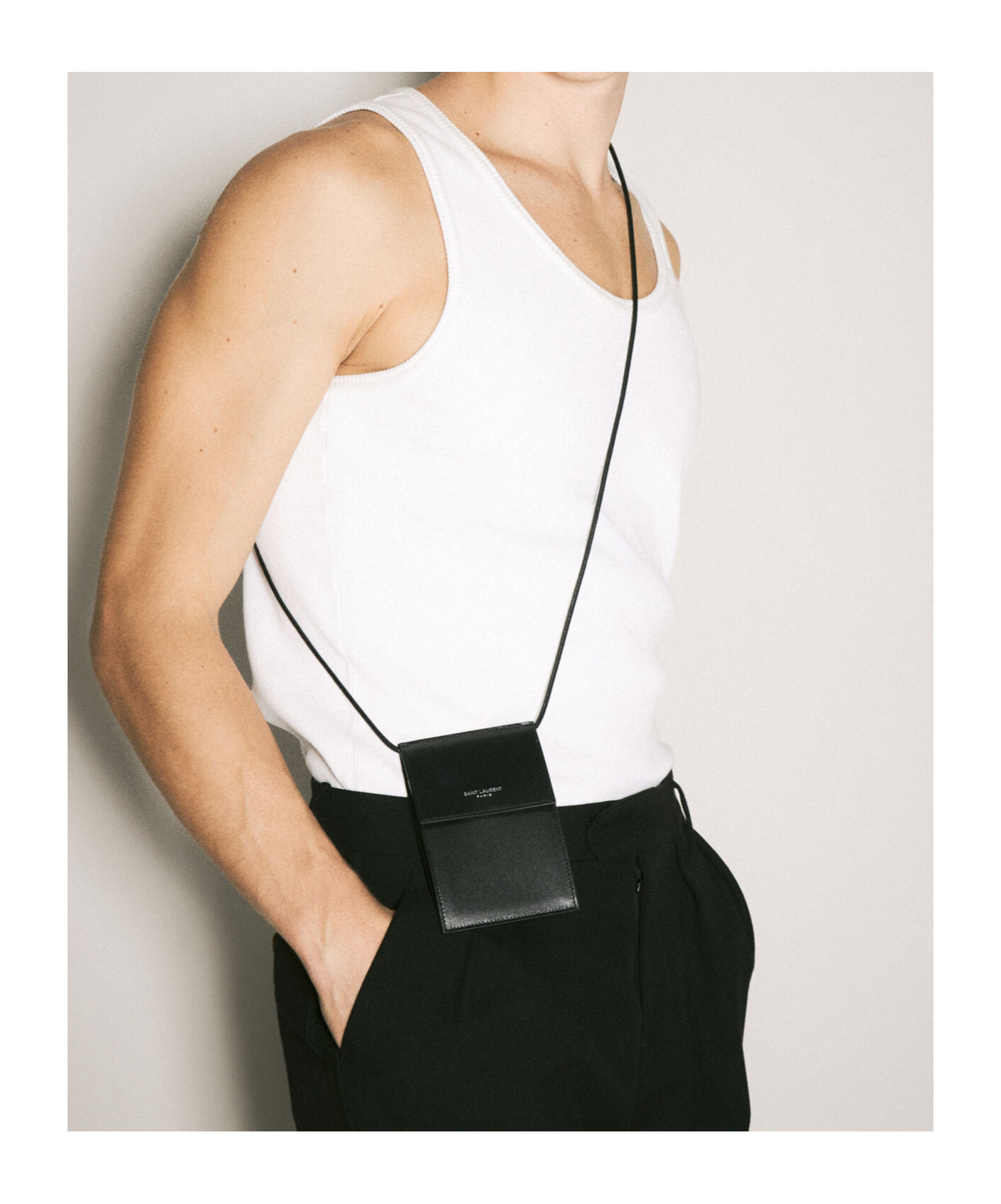 Saint Laurent Logo-stamp Mini Bag In Black