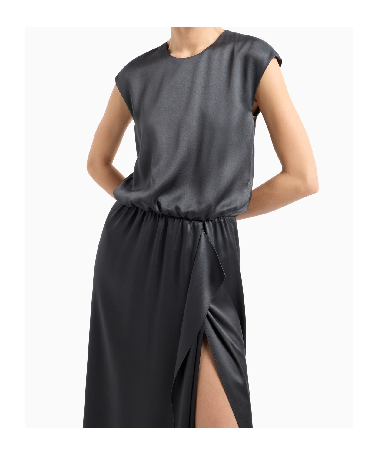 Giorgio Armani Silk Double Satin Long Dress In Green